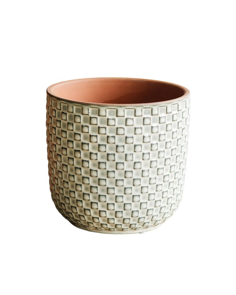 Livraison plante Cache pot - RELIEF BLANC