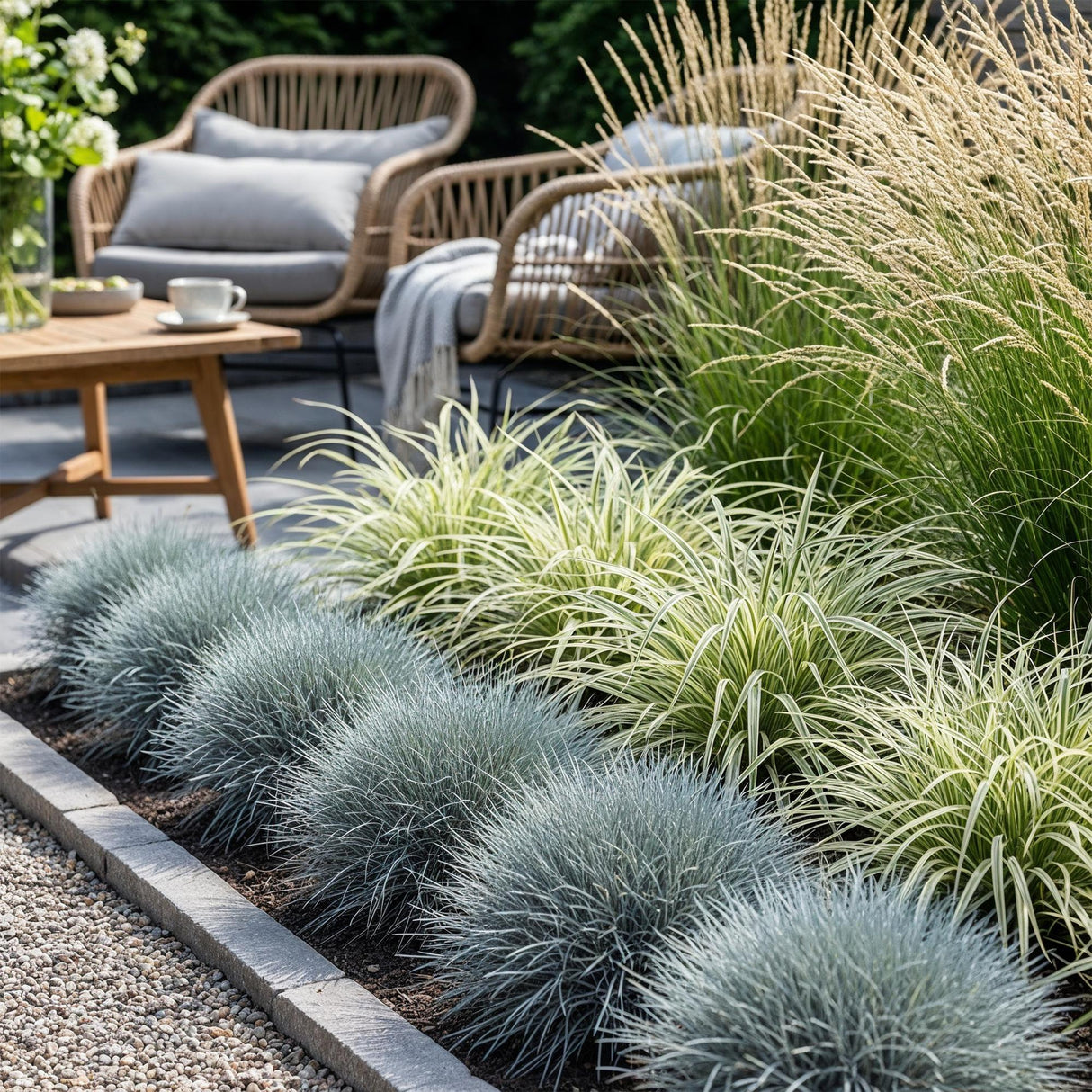 Graminées variées – Lot de 3 – Pot 17 cm – Hauteur 50 cm