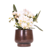 Orchidée Nazaré blanche avec cache-pot Scandic cuivre - Phalaenopsis - H 25 cm, pot Ø9 cm